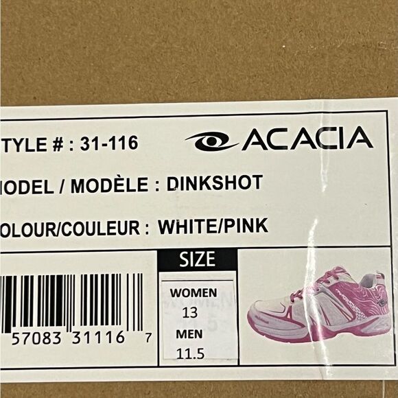 ACACIA Unisex-Adult DINKSHOT, Pink/White, 11.5 MEN/13 Women NIB - Picture 5 of 5